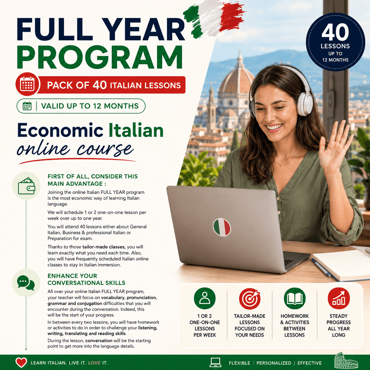 40-lesson course - Italian FULL YEAR program